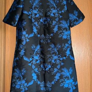 Stella McCartney Black and Blue Floral Jacquard Mini Dress